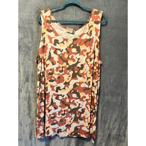 LOGO by Lori Goldstein Tops - LOGO by Lori Goldstein 3X Pink Camo Print Sleeveless Tunic Tank Top Multi-Color